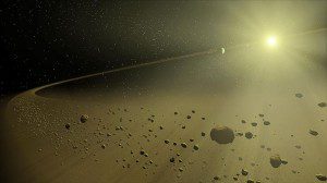 Space rubble with star
