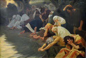 Jewish exiles at the waters of Babylon