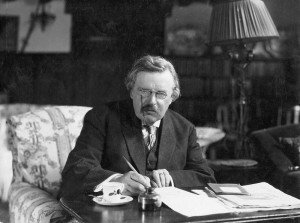 Chesterton at his work desk