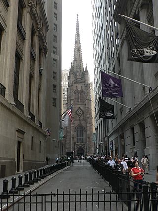 Wall Street, with Trinity Church