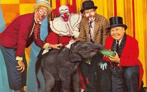 Bozo, elephant, and other characters