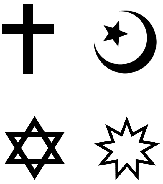 Four Abrahamic faith-symbols
