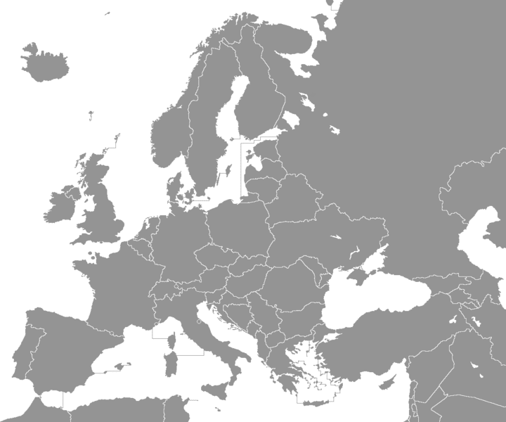 Europe, in gray