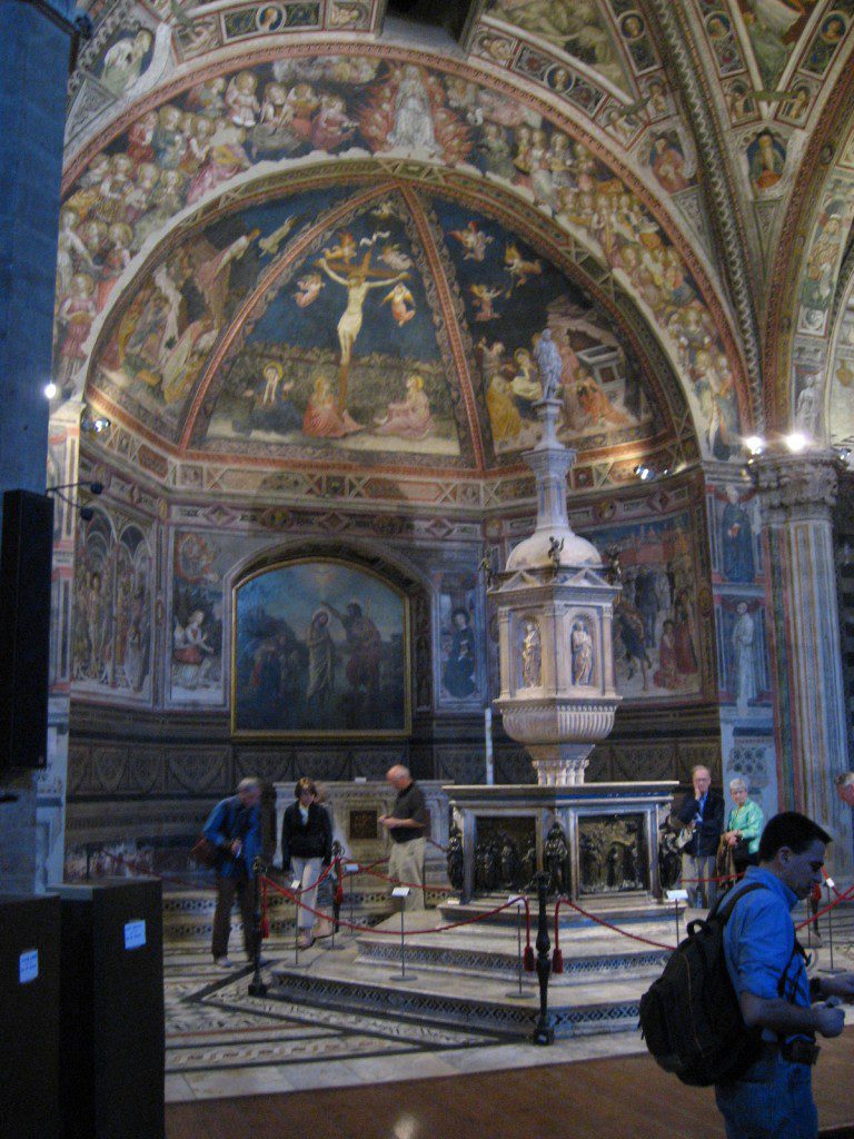 Interior of the baptistry in Siena