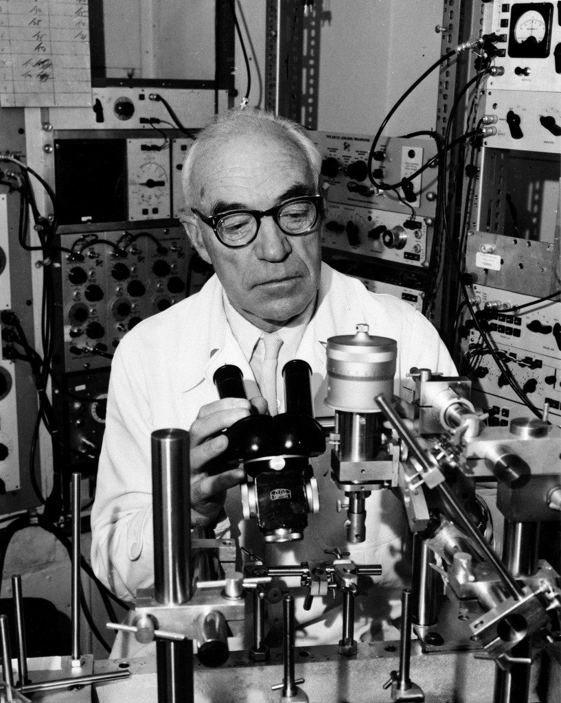 J. C. Eccles in lab