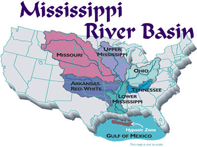 A map of the Mississippi River and its tributaries
