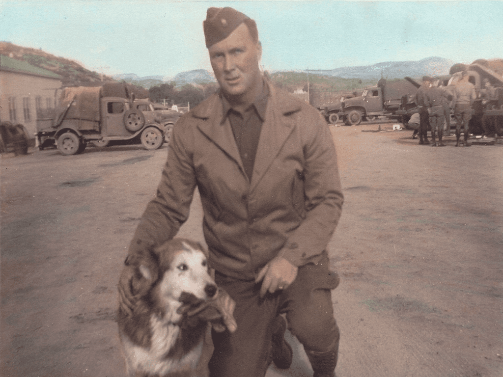 Dad with dog in Europe