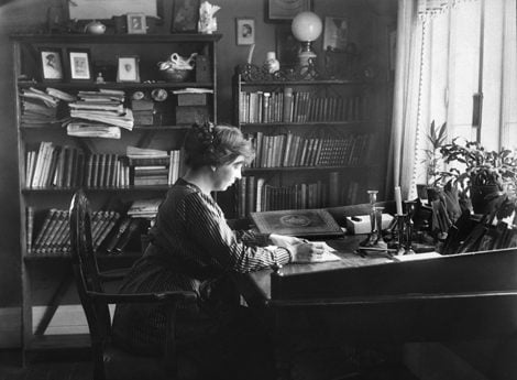 Ms. Sigrid Undset, at work.