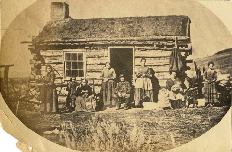 A non-polygamous polygamous family in Kaysville, roughly 1888.
