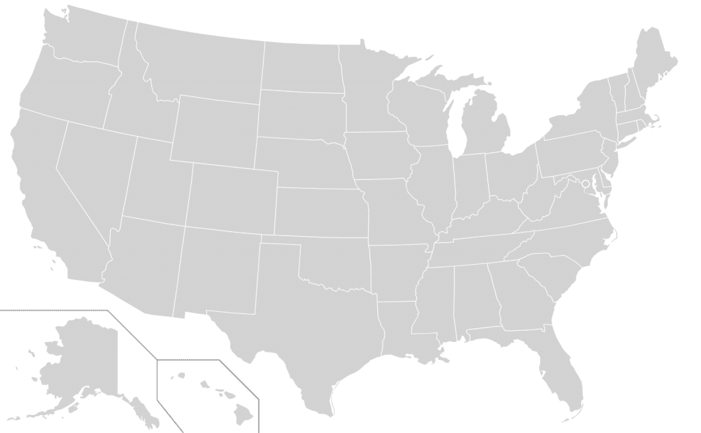 USA, showing state outlines