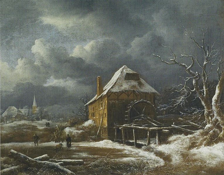 Desolate winter scene by van Ruisdael