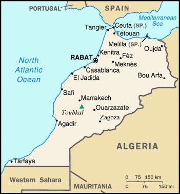 Simple political map of Morocco