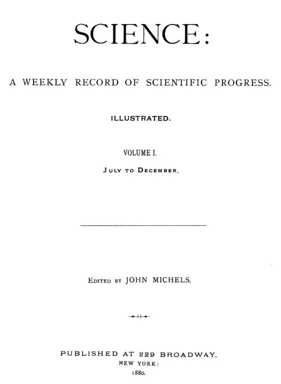 The first issue of "Science"