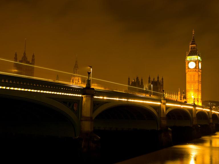 Big Ben, with Westminster Bridge in the foreground