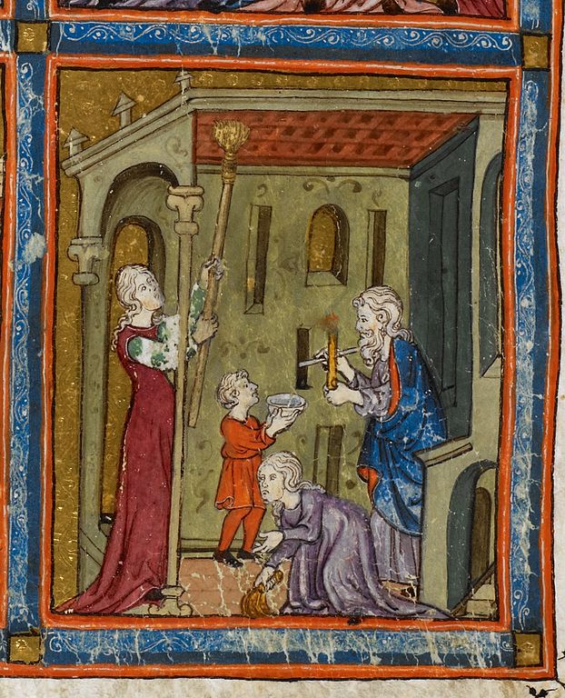 An early fourteenth-century Passover scene