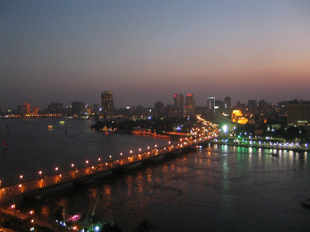 Egypt's largest city, at night