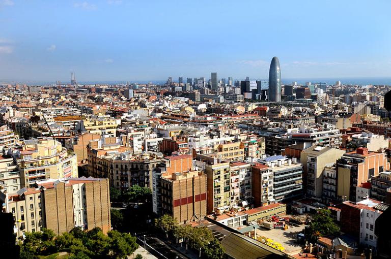 Barcelona, with the sea in the background