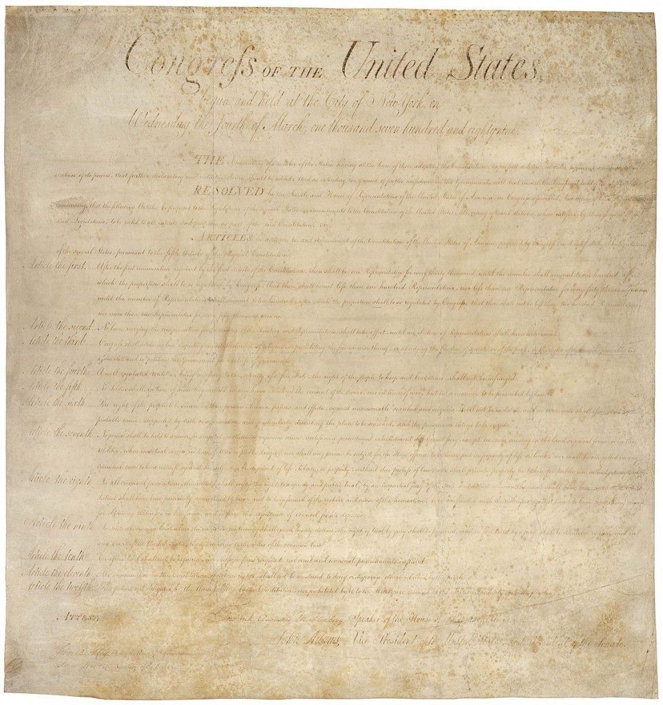 The original Bill of Rights with two extras