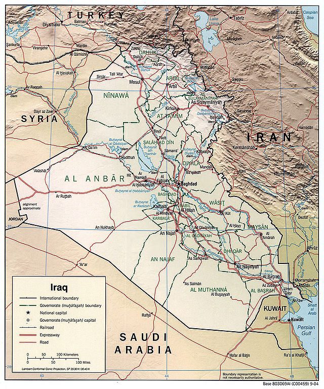 Iraq in 2004, in a CIA political map