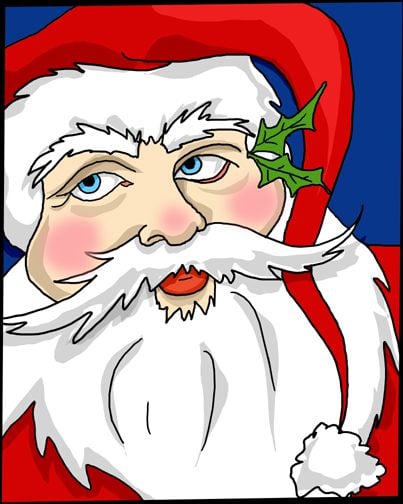 A cartoon-style version of Santa Claus