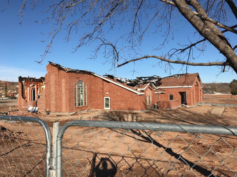 The burned stake center in St. George