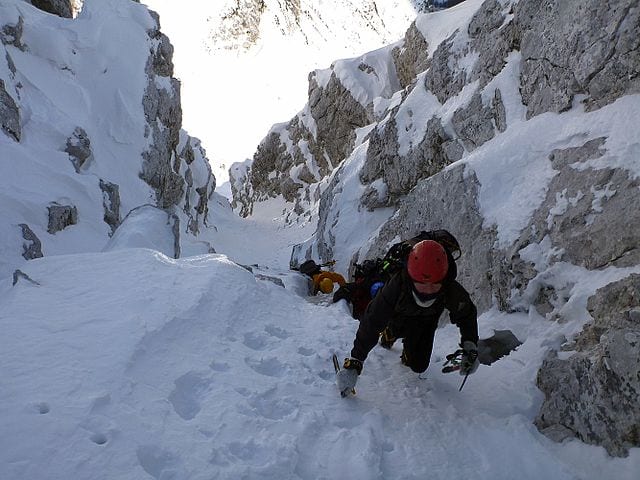 Mountaineers climbing.