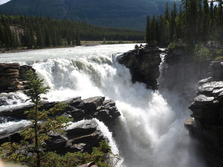 Athabasca Falls, in Alberta’s Jasper National Park (Wikimedia Commons public domain photo)