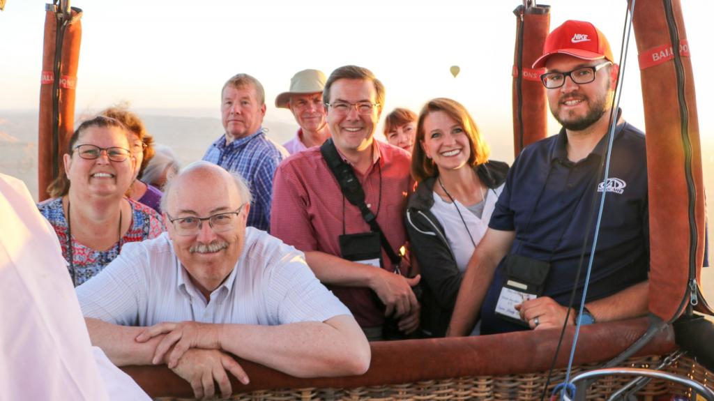 Densley et al. aboard a balloon in Egypt