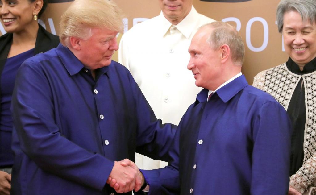 Putin and Trump in funny shirts
