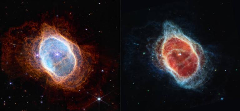 Two views of the same dying star