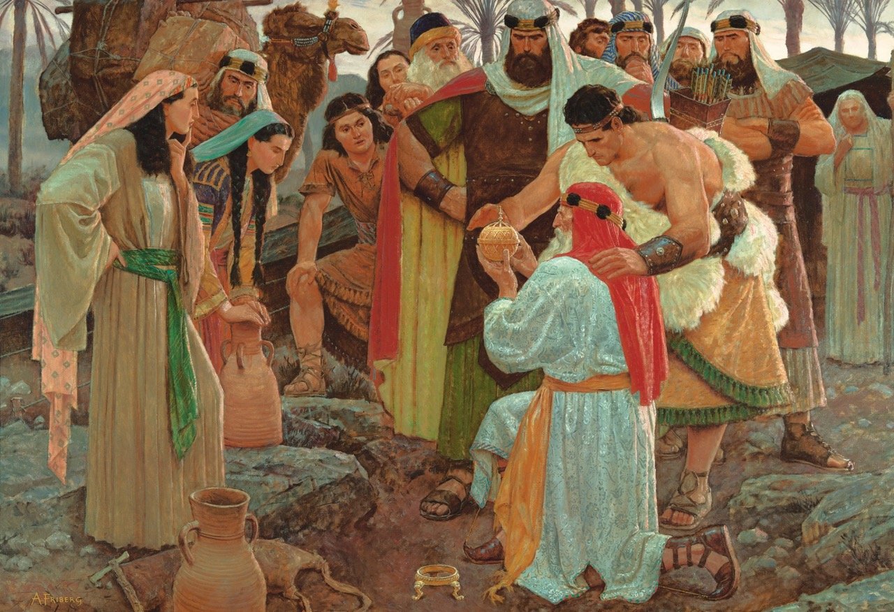 Lehi and his family with the Liahona sdkflsaoiha9y9898