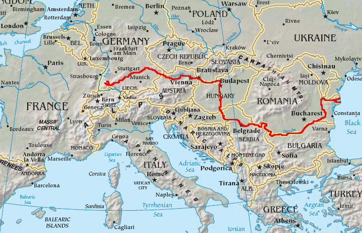 The course of the Danube