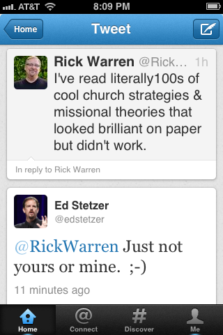 Rick Warren Ed Stetzer Missional Theories Twitter
