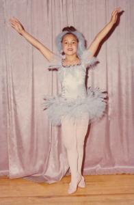 Coco as a 5th grade ballerina in a bluebird costume