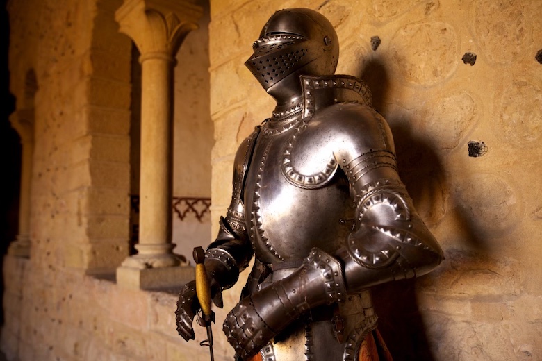 Suit of armor in stone Spanish castle