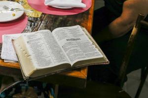 Bible on coffee table