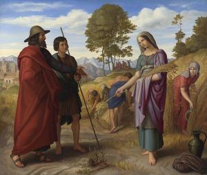 Ruth gleaning in Boaz's field