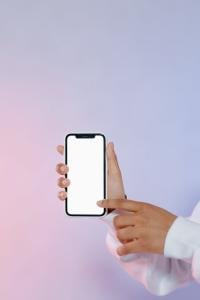 pointing to a phone