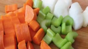mirepoix of celery, carrots and onions