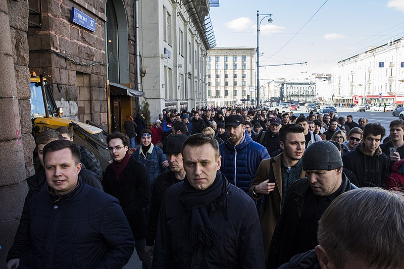 Alexei Navalny, who recently died in 2024, led a march in Russia in 2017.