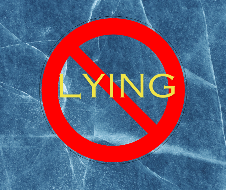 The word "LYING" with a "no" symbol on it