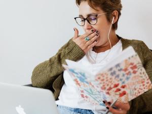 Woman yawning during quiet time