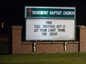 Church sign advertising fall festival