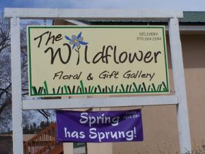 Yellow Wildflower Gift Shop Sign.