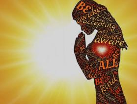 Silhouette of woman and filled in with words of affirmation
