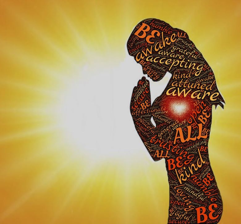 Silhouette of woman and filled in with words of affirmation
