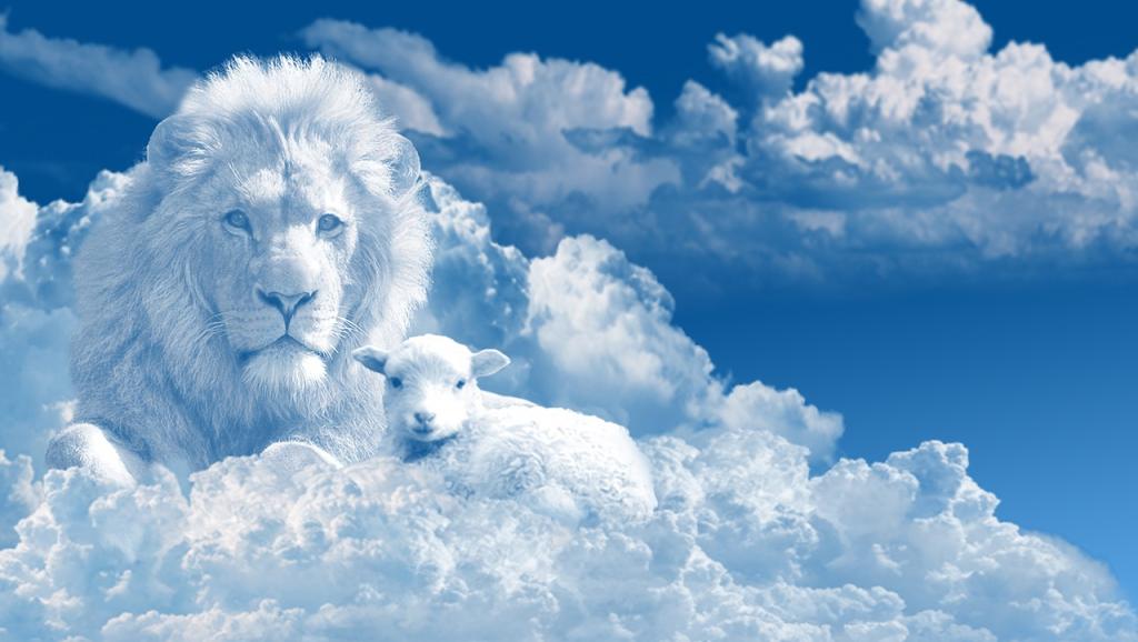 Lion and lamb in the clouds