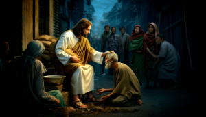 Jesus helping the unfortunate