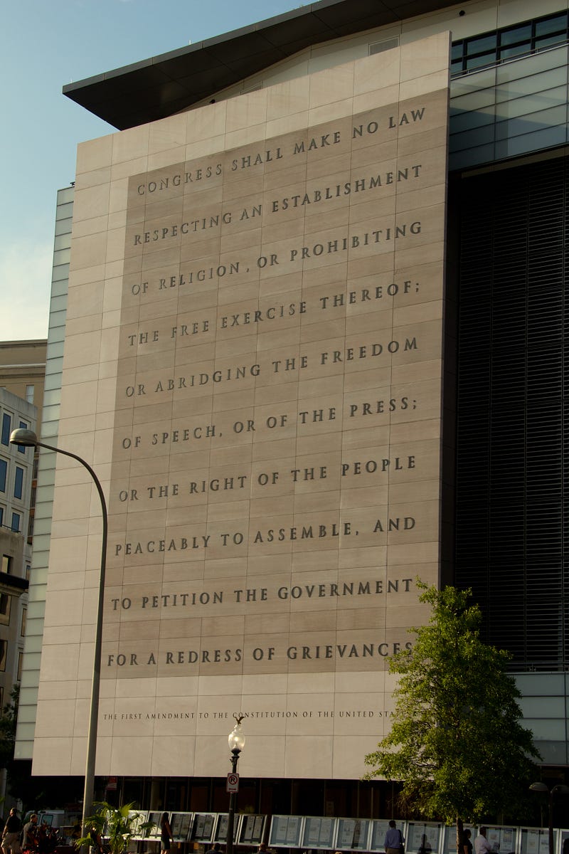 First Amendment quote in the side of the Newseum in downtown Washington, D.C. 