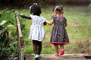 Little girls walking